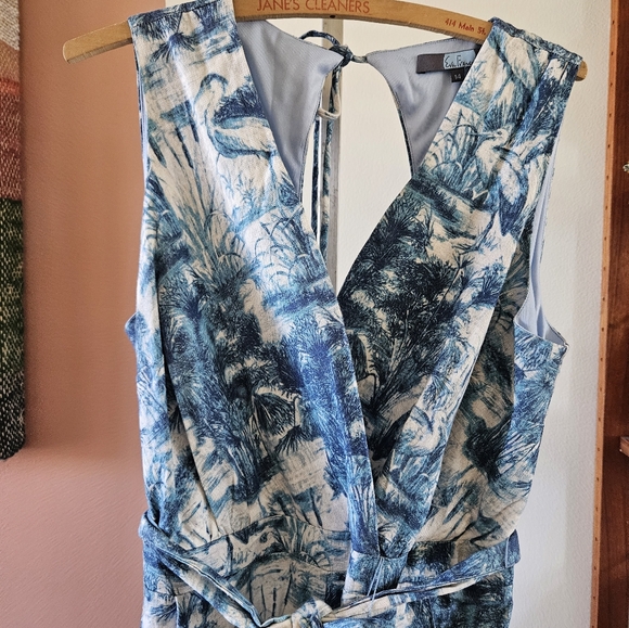 Anthropologie NWOT Eva Franco Landscape Print jumpsuit (Swan motif)  Size 14 XL - Picture 3 of 8
